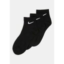 ナイキ レディース 靴下 アンダーウェア EVERYDAY ANKLE 3 PACK UNISEX - Sports socks - black/white