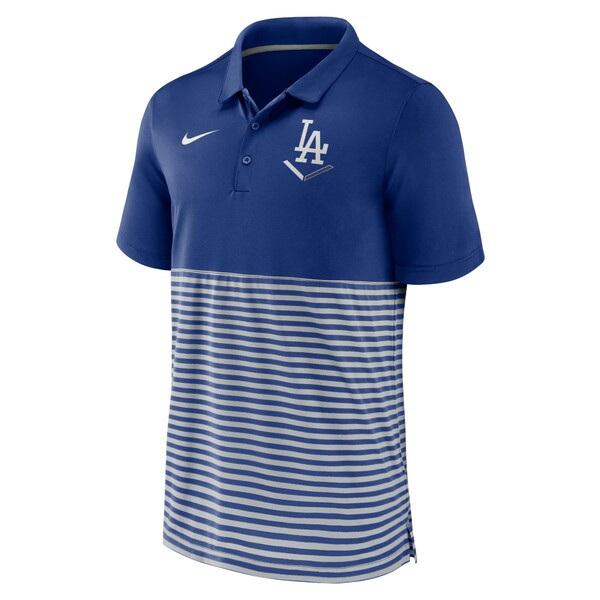 ナイキ メンズ ポロシャツ トップス Los Angeles Dodgers Nike Home Plate Striped Polo Royal/Gray