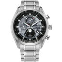 V`Y Y rv ANZT[ Men's Tsuki-yomi A-T Chronograph Sport Luxury Eco-Drive Silver-Tone Titanium Bracelet Watch 43mm Silver-tone