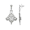 2028 fB[X sAXCO ANZT[ Silver-Tone Crystal Fan Filigree Drop Earrings Clear