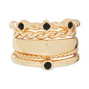 ラッキーブランド レディース リング アクセサリー Gold-Tone 5-Pc. Set Jet Pavé Stack Rings Gold