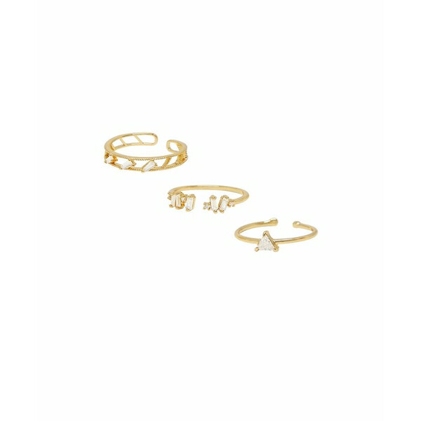 楽天astyエティカ レディース リング アクセサリー Love Story 18K Gold Plated Cubic Zirconia Ring Set of 3 Gold