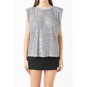 エンドレスローズ レディース カットソー トップス Women's Sequin Shoulder Pad Top Silver