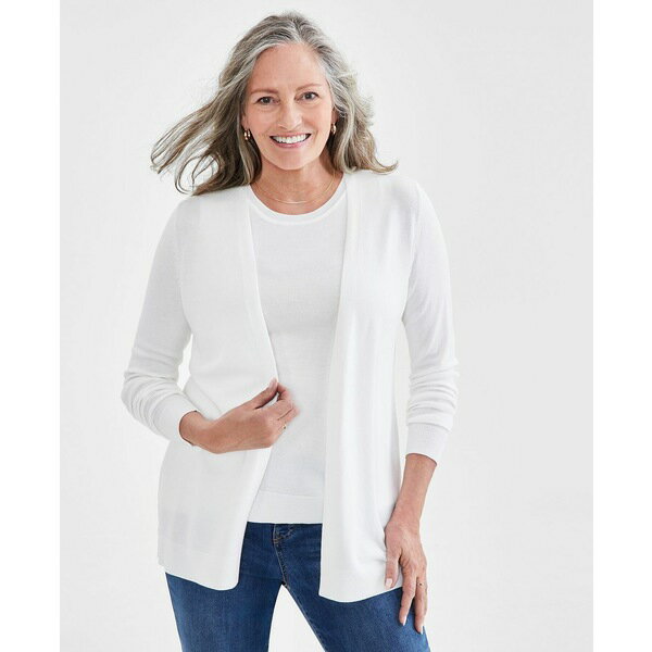 スタイルアンドコー レディース ニット セーター アウター Women 039 s Open Front Cardigan Sweater, Created for Macy 039 s Winter White