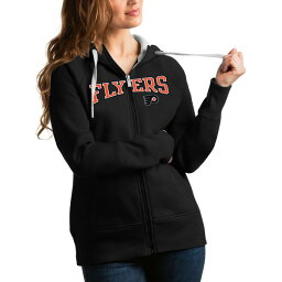 アンティグア レディース パーカー・スウェットシャツ アウター Philadelphia Flyers Antigua Women's Wordmark Victory FullZip Hoodie Black