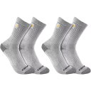 J[n[g Y C A_[EFA Carhartt Men's Midweight Logo Crew Socks - 2 Pack Heather Grey