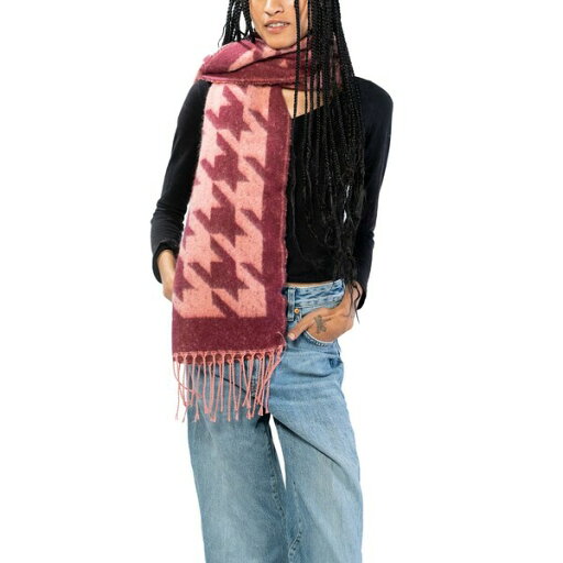 マーカスアドレール レディース マフラー・ストール・スカーフ アクセサリー Houndstooth Scarf Burgendy マーカスアドレール レディース マフラー・ストール・スカーフ アクセサリー Houndstooth Scarf Burgendy