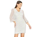 ララ レディース ワンピース トップス Women's V-Neck, Balloon Sleeve Bridal Mini dress Ivory/nude