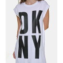 ダナ キャラン ニューヨーク レディース カットソー トップス High-Low Logo Tunic White/black