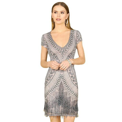 ララ レディース ワンピース トップス Women's Brooklyn Beaded Fitted Short Dress with Open Back Blush ララ レディース ワンピース トップス Women's Brooklyn Beaded Fitted Short Dress with Open Back Blush