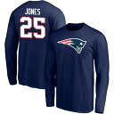 ファナティクス メンズ Tシャツ トップス New England Patriots Fanatics Branded Team Authentic Personalized Name Number Long Sleeve TShirt Jones,Marcus-25