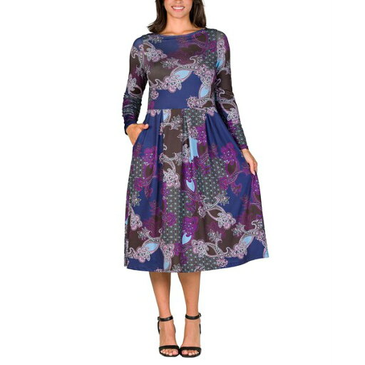 24セブンコンフォート レディース ワンピース トップス Women's Purple Paisley Midi Length Long Sleeve Pocket Dress Purple Multi 24セブンコンフォート レディース ワンピース トップス Women's Purple Paisley Midi Length Long Sleeve Pocket Dress Purple Multi