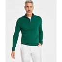 クラブルーム メンズ ニット&セーター アウター Men's Cable Knit Quarter-Zip Cotton Sweater, Created for Macy's Bonsai|詳細画像
