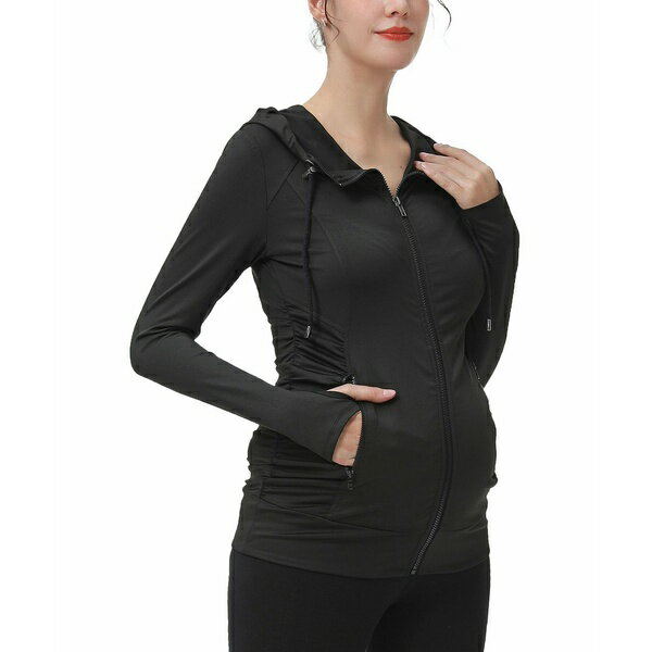 キミ アンド カイ レディース ジャケット＆ブルゾン アウター Maternity Essential Ruched Hooded Active Jacket Black 2