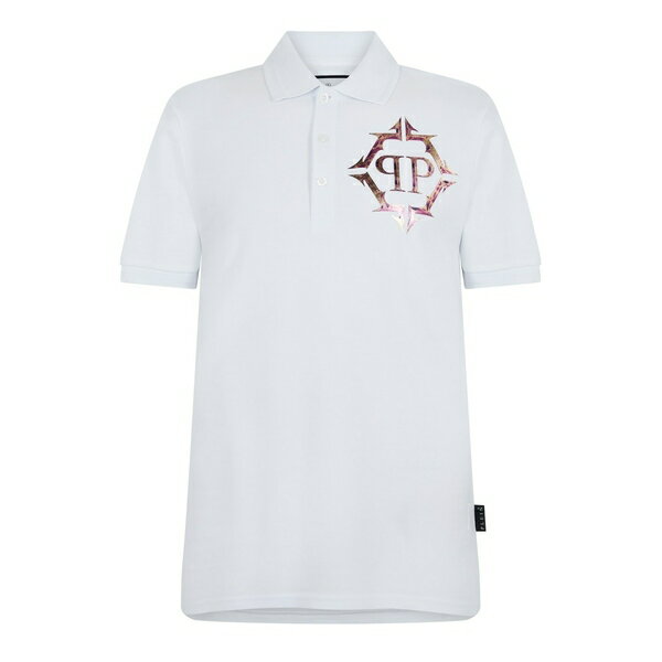 楽天asty【送料無料】 フィリッププレイン メンズ ポロシャツ トップス Plein Logo Polo Sn41 White