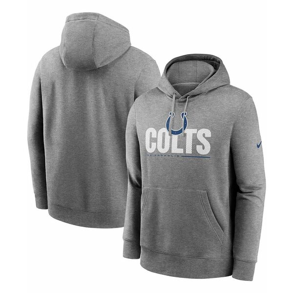 ナイキ メンズ パーカー・スウェットシャツ アウター Men's Heather Charcoal Indianapolis Colts Team Impact Club Pullover Hoodie Heathered Charcoal