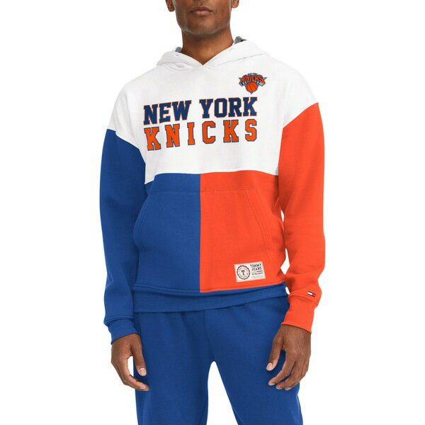 トミーヒルフィガー メンズ パーカー スウェットシャツ アウター New York Knicks Tommy Jeans Andrew Split Pullover Hoodie White/Royal