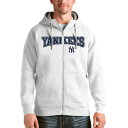 AeBOA Y p[J[EXEFbgVc AE^[ New York Yankees Antigua Team Logo Victory FullZip Hoodie White