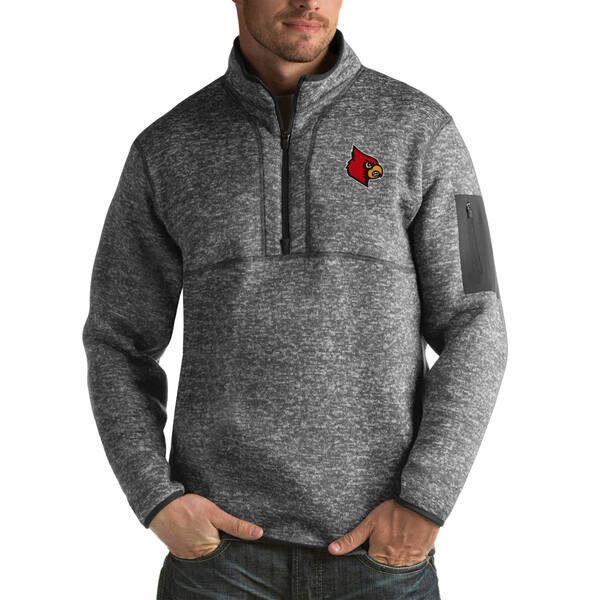 ƥ  㥱åȡ֥륾  Louisville Cardinals Antigua Fortune Big &Tall QuarterZip Pullover Jacket Charcoal