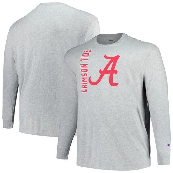 楽天astyチャンピオン メンズ Tシャツ トップス Alabama Crimson Tide Champion Big & Tall Mascot Long Sleeve TShirt Heather Gray