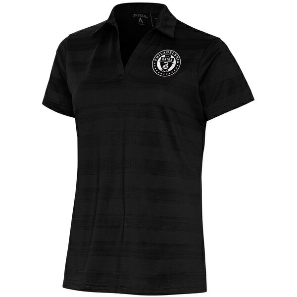 【送料無料】 アンティグア レディース ポロシャツ トップス Philadelphia Union Antigua Women's Brushed Metallic Compass Polo Black