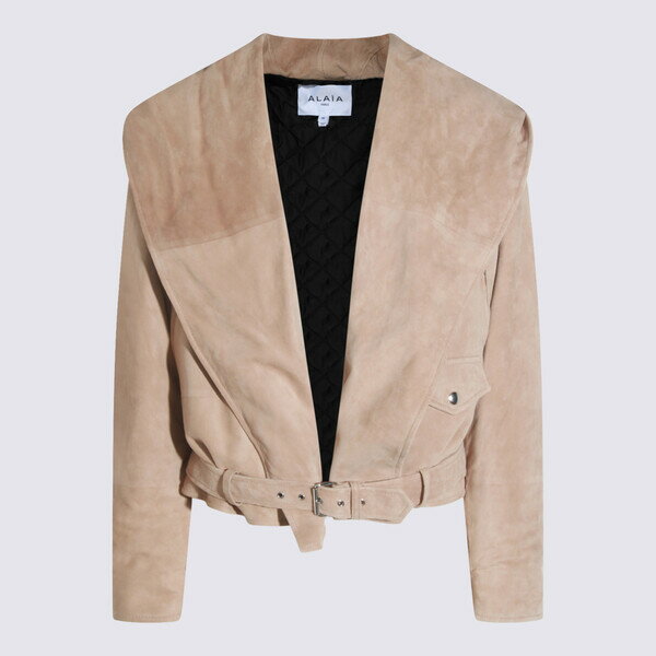 アライア レディース ジャケット&ブルゾン アウター Beige Leather Jacket BEIGE CLAIR
