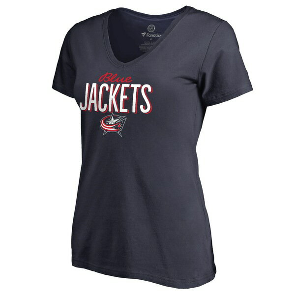 ファナティクス レディース Tシャツ トップス Columbus Blue Jackets Women's Nostalgia TShirt Navy