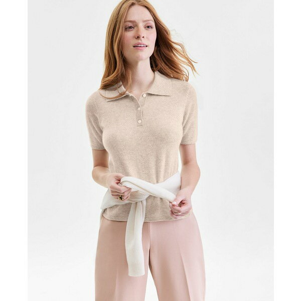 チャータークラブ レディース ニット&セーター アウター Women's 100% Cashmere Short-Sleeve Polo Swe..