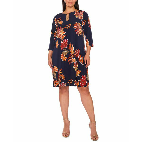 ミスク レディース ワンピース トップス Plus Size 3-Ring Shift Knee-Length Dress Korma-spice
