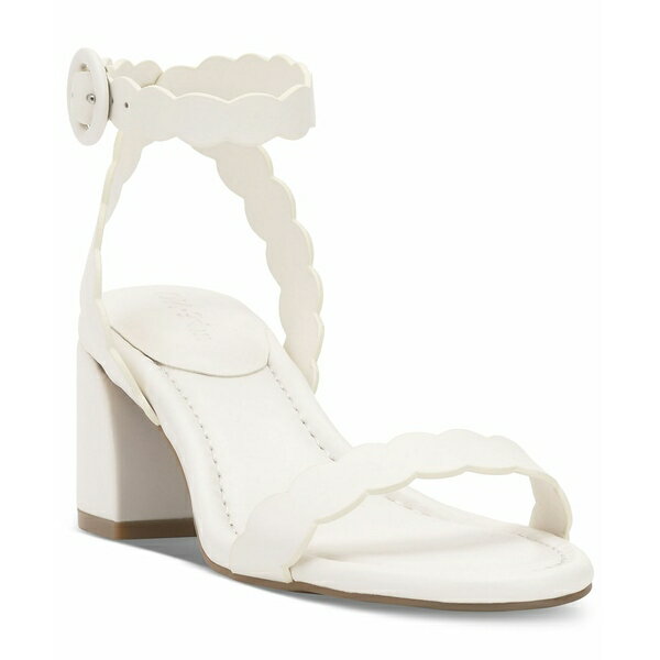 オン サーティフォース レディース サンダル シューズ Women's Pathina Scalloped Block Heel Sandals, Exclusively at Macy's White Smooth