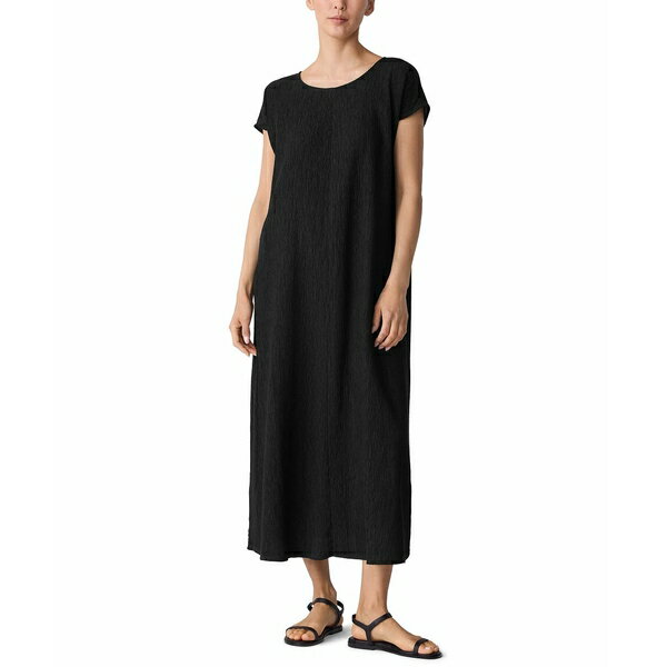 エイリーンフィッシャー レディース ワンピース トップス Women's Round Neck Dress Black