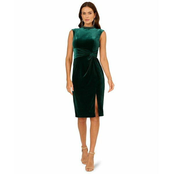 アドリアナ パペル レディース ワンピース トップス Women's Mock Neck Midi Dress Emerald