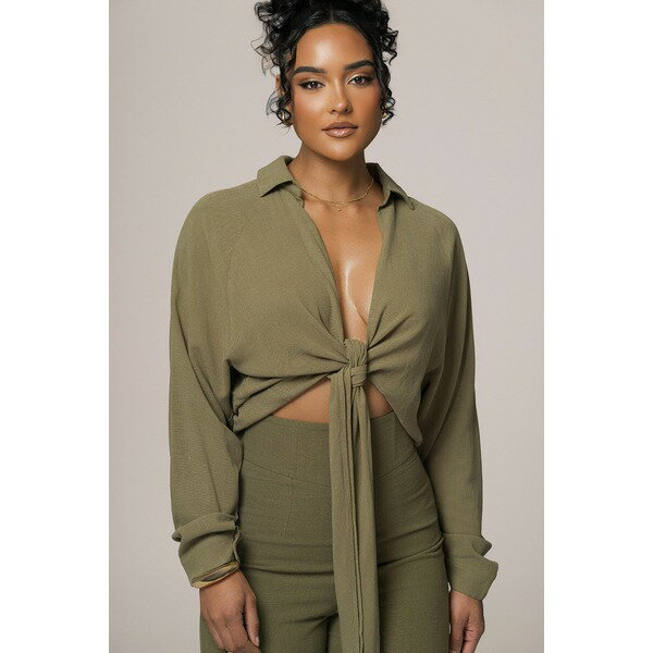 ジェイラックスラベル レディース カットソー トップス Women's Soho Front Tied Woven Top Green