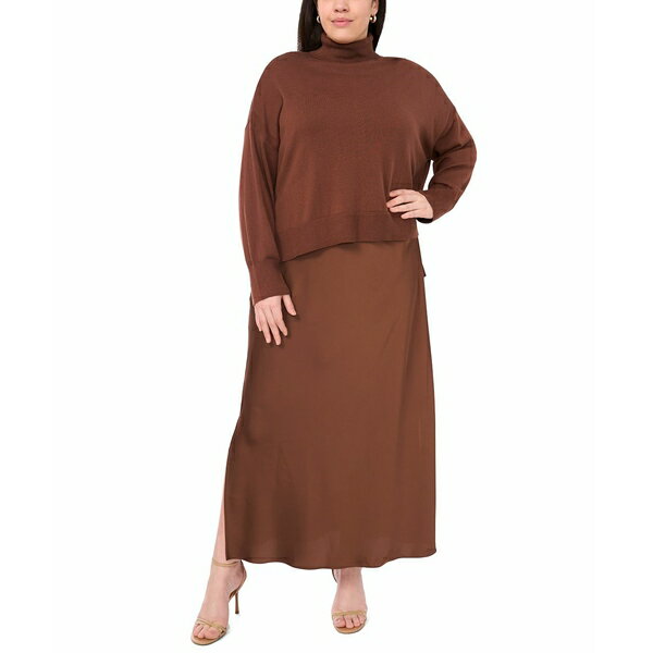 ミスク レディース ニット&セーター アウター Women's Sleeveless Maxi Dress with Sweater Cocoa Brown