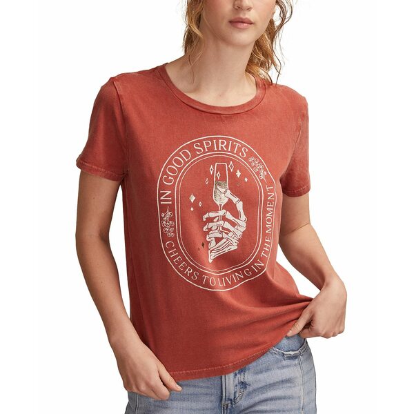 ラッキーブランド レディース カットソー トップス Women's In Good Spirits Classic Crewneck Top Red Ochre(4)