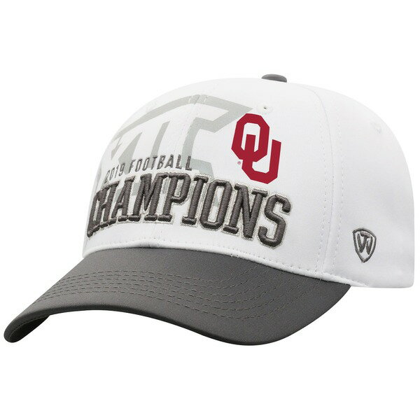 トップ・オブ・ザ・ワールド メンズ 帽子 アクセサリー Oklahoma Sooners Top of the World 2019 Big 12 Football Champions Locker Room Adjustable Hat White/Gray