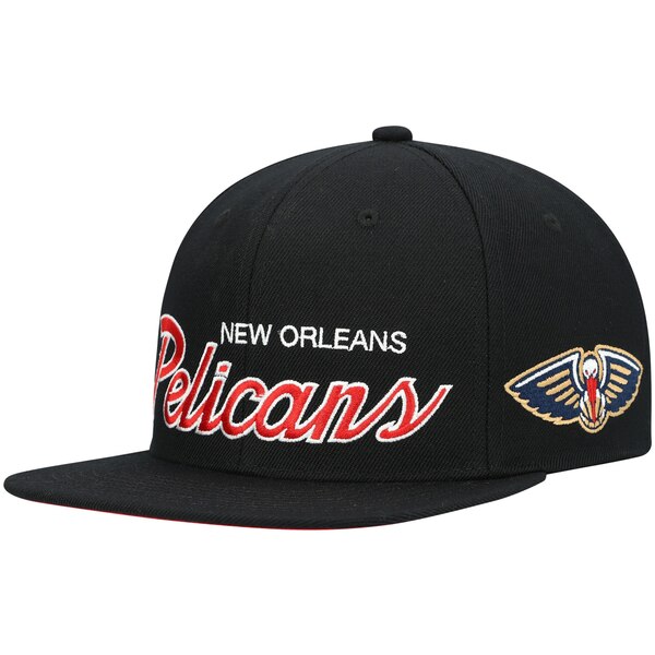 ミッチェル＆ネス ミッチェル&ネス メンズ 帽子 アクセサリー New Orleans Pelicans Mitchell & Ness Hardwood Classics Script 2.0 Snapback Hat Black