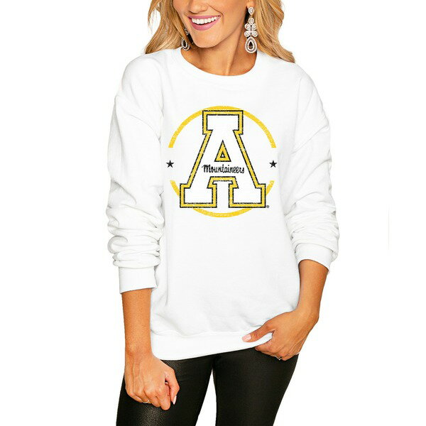 ゲームデイ レディース パーカー・スウェットシャツ アウター Appalachian State Mountaineers Women's End Zone Pullover Sweatshirt White