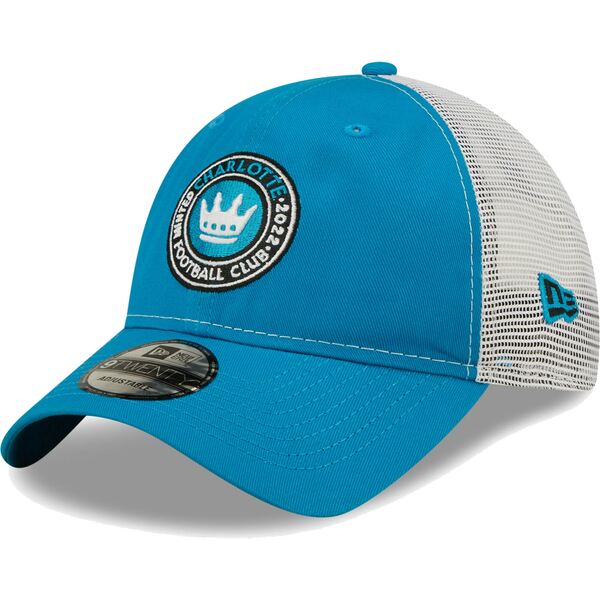 j[G Y Xq ANZT[ Charlotte FC New Era Trucker 9TWENTY Snapback Hat Blue