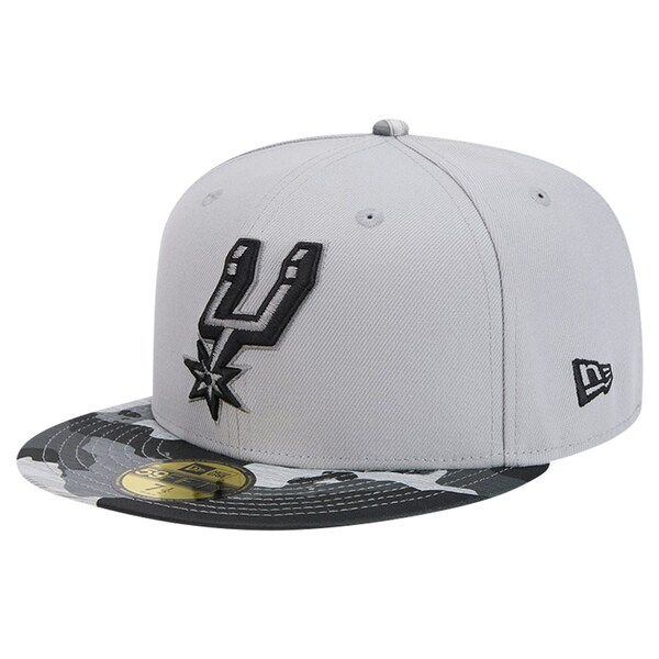 ニューエラ メンズ 帽子 アクセサリー San Antonio Spurs New Era Active Color Camo Visor 59FIFTY Fitted Hat Gray