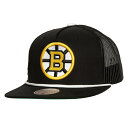 ミッチェル＆ネス ミッチェル&ネス メンズ 帽子 アクセサリー Boston Bruins Mitchell & Ness Roper Trucker Snapback Hat Black