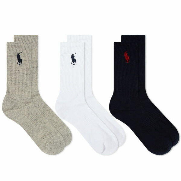 ラルフローレン メンズ 靴下 アンダーウェア Polo Ralph Lauren Pony Player Cotton Crew Sock - 3 Pack Multi