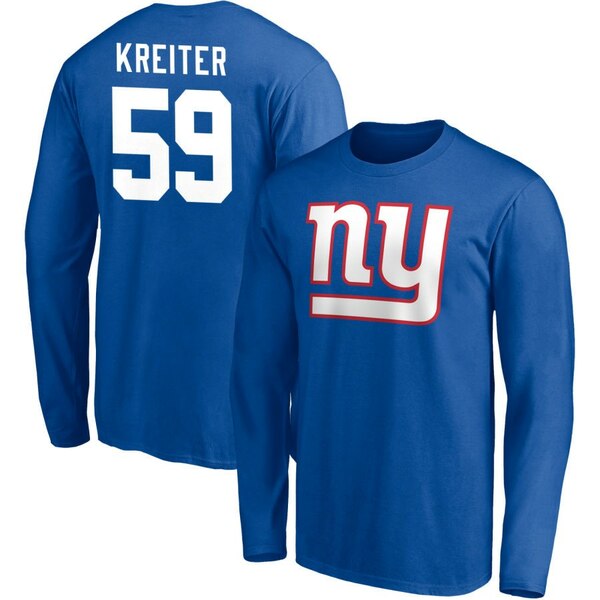 եʥƥ  T ȥåץ New York Giants Fanatics Branded Team Authentic Personalized Name &Number Long Sleeve TShirt Royal