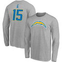 ファナティクス メンズ Tシャツ トップス Los Angeles Chargers Fanatics Branded Team Authentic Custom Long Sleeve TShirt Guyton,Jalen-15