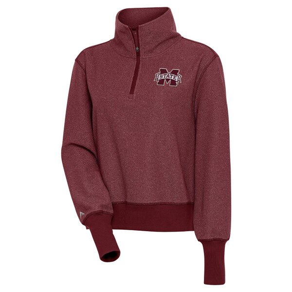 ƥ ǥ 㥱åȡ֥륾  Mississippi State Bulldogs Antigua Women's Upgrade HalfZip Pullover Top Heather Maroon