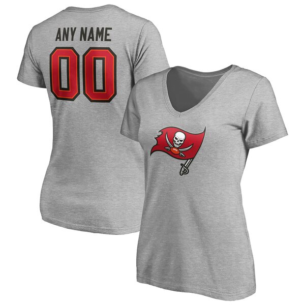 t@ieBNX fB[X TVc gbvX Tampa Bay Buccaneers Fanatics Branded Women's Team Authentic Custom VNeck TShirt Gray