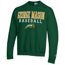 チャンピオン メンズ パーカー スウェットシャツ アウター George Mason Patriots Champion Stack Baseball Powerblend Pullover Sweatshirt Green