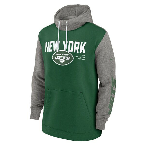 ナイキ メンズ パーカー・スウェットシャツ アウター New York Jets Nike Fashion Color Block Pullover Hoodie Green