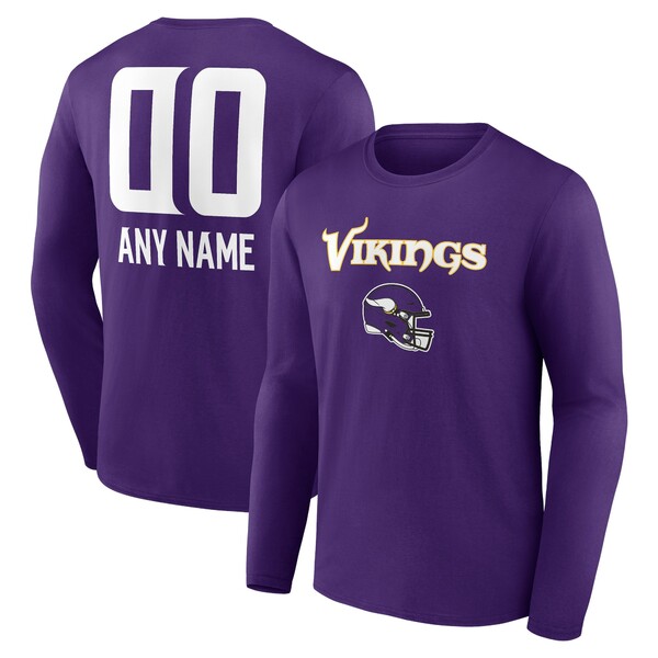 ファナティクス メンズ Tシャツ トップス Minnesota Vikings Personalized Name & Number Team Wordmark Long Sleeve TShirt Purple