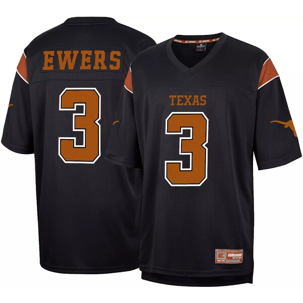 コロシアム メンズ パーカー・スウェットシャツ アウター Colosseum Men's Texas Longhorns Quinn Ewers #3 Black Replica Football Jersey -